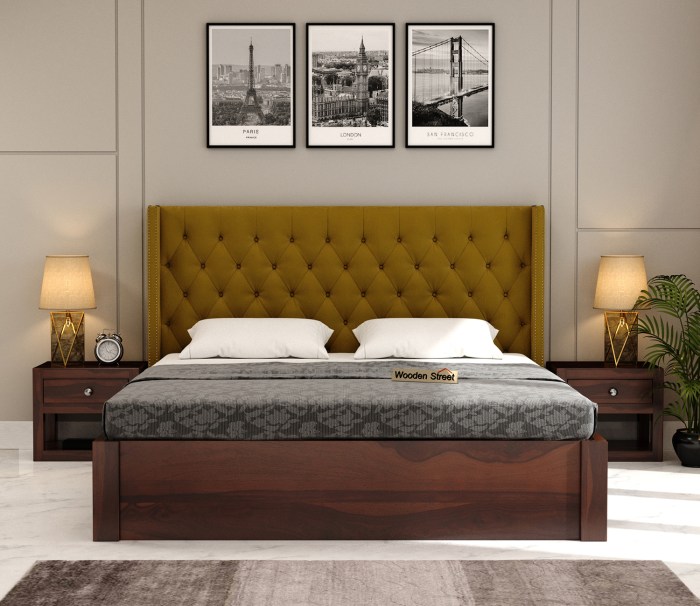 Upholstered king bed with storage