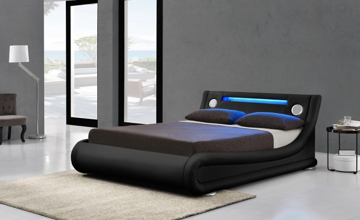 LED bed frame with speakers