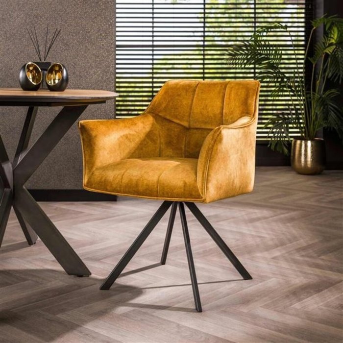 Velvet Dining Chair Bentley Gold - Furnwise